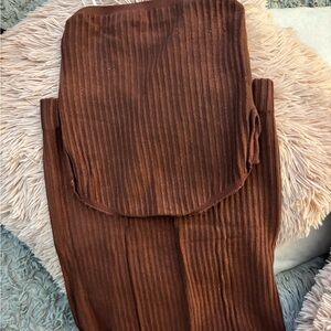 Amazon Brown Ribbed Tube Top and Mini Skirt SET
